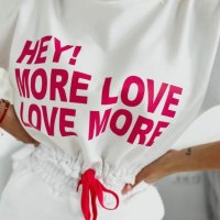 Комплект с къси панталонки LOVE MORE в бяло , снимка 2 - Комплекти - 44111308