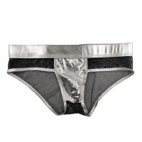 XL нови мъжки еротични слипове в сребристо и черна мрежа, снимка 5 - Бельо - 44072593