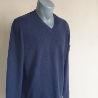 Stone Island Cotton Knit V - Neck Mens Size L ОРИГИНАЛ! Мъжки памучен Пуловер!, снимка 2 - Пуловери - 43477958