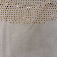 Бяла фино плетена блуза със златни орнаменти и ефектно връзване зад врата , дава ефекта на "гръцкото, снимка 3 - Туники - 37258336