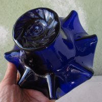 Красива кобалт синя фруктиера, стъкло, снимка 5 - Декорация за дома - 40203776
