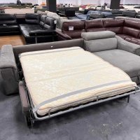 Сив ъглов диван от плат с функция сън и ракла, снимка 2 - Дивани и мека мебел - 39972756