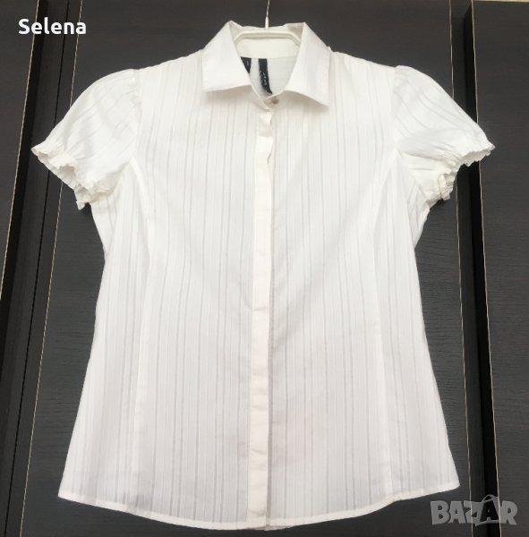 бяла риза MANGO с къс ръкав, снимка 1