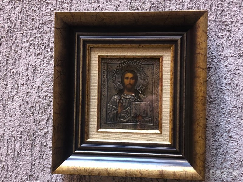 Руска икона Сребърна руска икона от края на 19-ти век., снимка 1