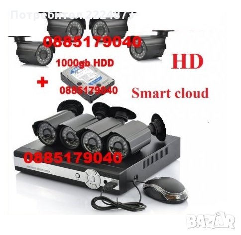 Хард диск 1tb + 1800tvl SONY CCD +DVR 8канална система за видеонаблюдение, снимка 1