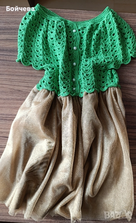 Детска кокетна рокля - ръчна изработка , снимка 1