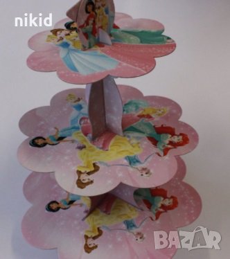3 етажна Триетажна поставка стойка за мъфини картонена Принцеси кексчета, снимка 1