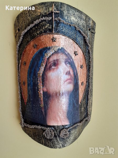 Дева Мария  декупаж върху керемида , снимка 1