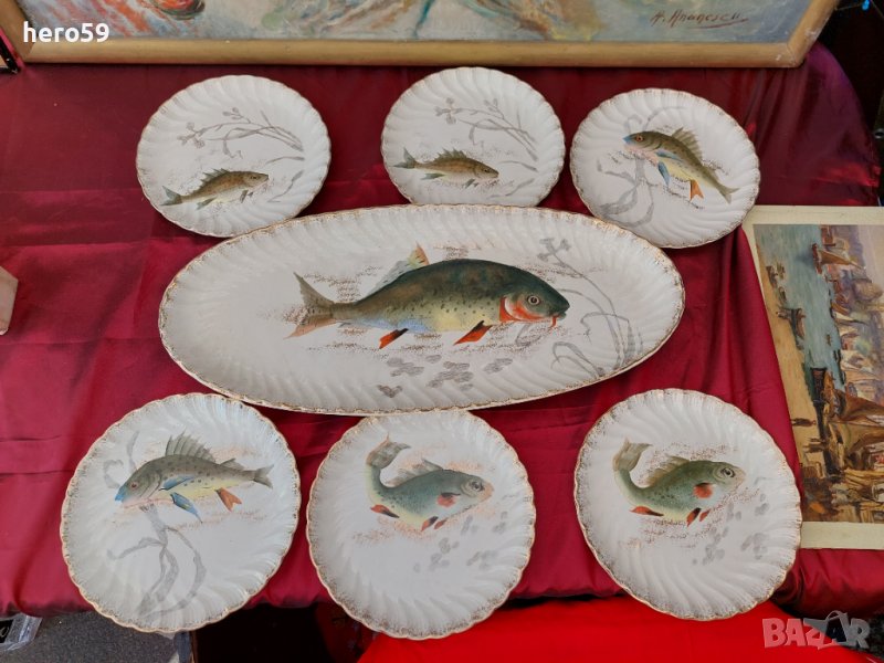 Френски порцеланов комплект за риба, снимка 1