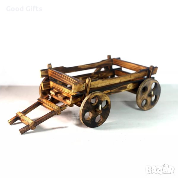 ДЪРВЕНА ГОЛЯМА КАРУЧКА, Декорация за градина, 75см, снимка 1