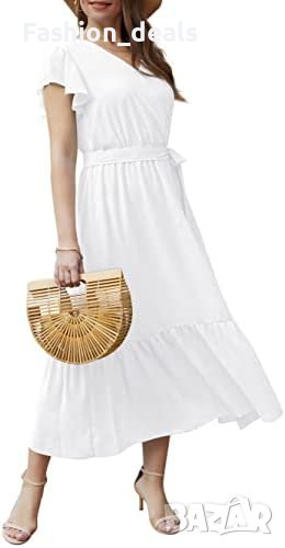 Нова Дамска лятна макси рокля Сладка ежедневна бяла размер С жени лято, снимка 1