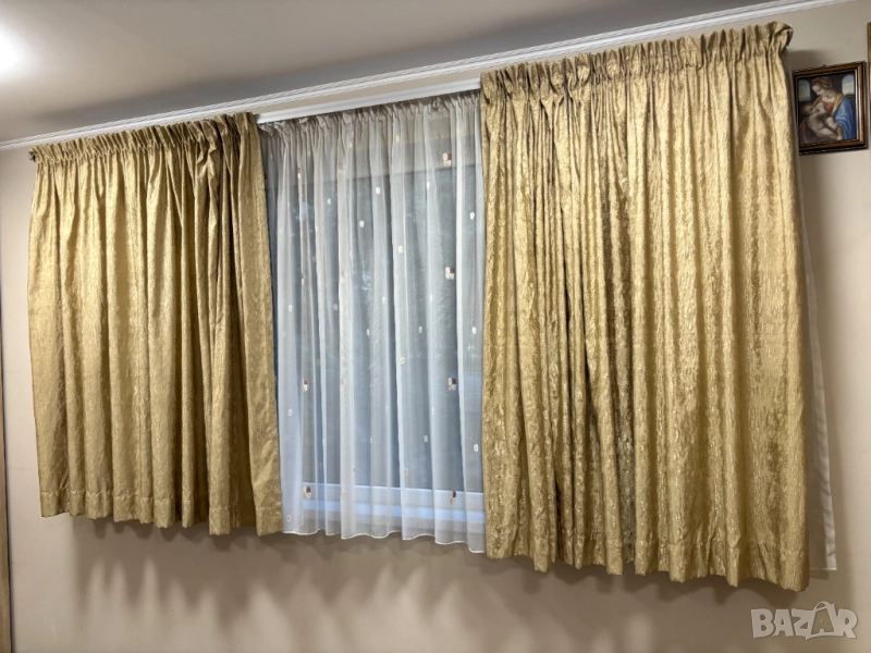 Комплект готови пердета-6 метра с двойна алуминиева релса-3 метра, снимка 1