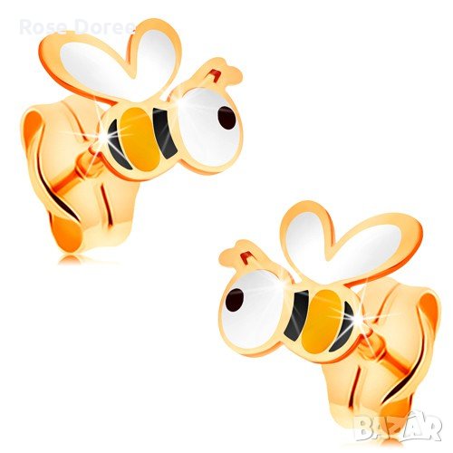 14К Златни обеци пчели пчелички, снимка 1