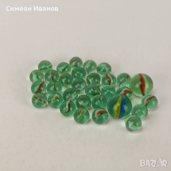 Лот от 31 броя стари стъклени топчета за игра  #5956, снимка 1