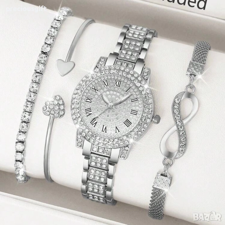 Комплект часовник и 3 броя гривни, снимка 1