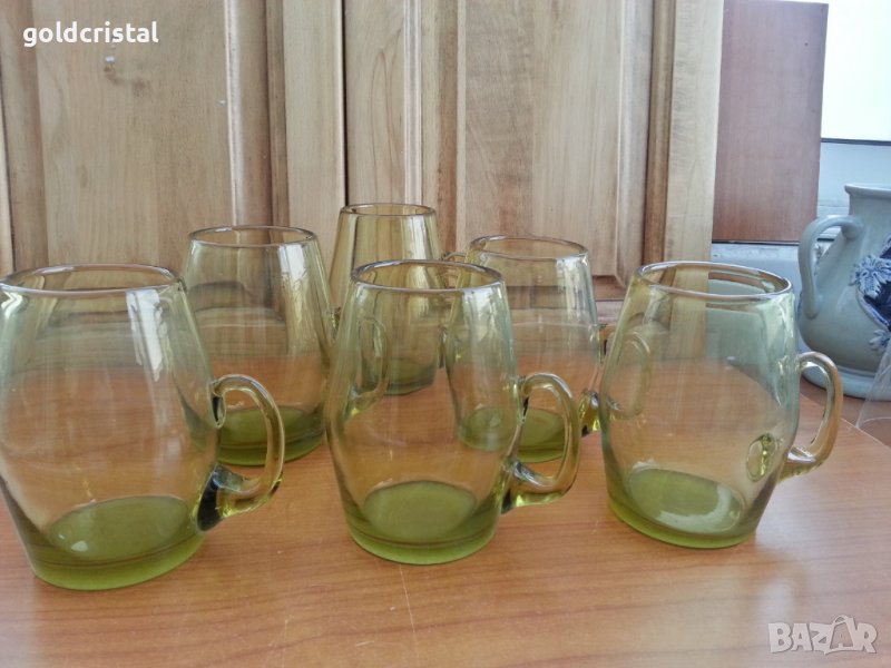 Стари стъклени чаши халби, снимка 1