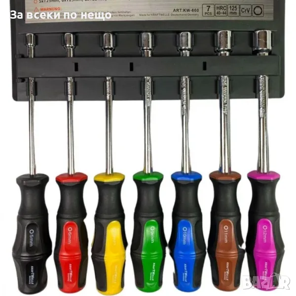 Комплект глухи отвертки 7 части 5 – 12 мм KraftWelle, снимка 1
