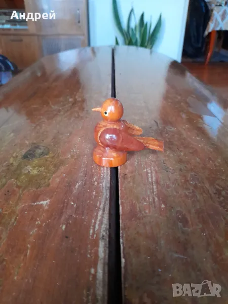 Стара дървена фигурка пиле, снимка 1