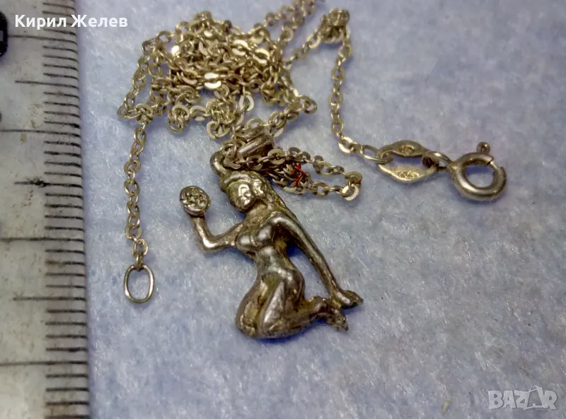 РОМАНТИЧЕН Арт НУВО СРЕБЪРЕН МЕДАЛЬОН ЗОДИЯ ДЕВА с ФИНА СРЕБЪРНА ВЕРИЖКА СРЕБРО 925 ПРОБА 38801, снимка 1
