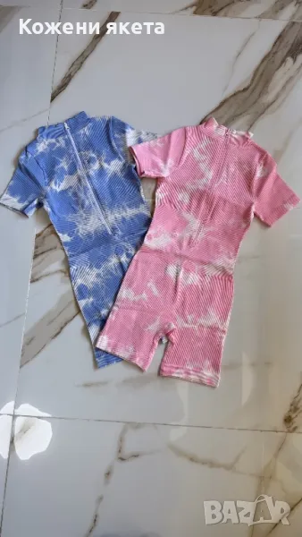 Уникални рипс стягащи гащеризони с къс ръкав и цип, снимка 1