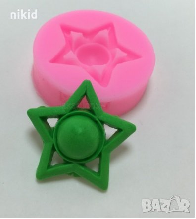 Звезда петолъчка с дупка силиконов молд форма за декорация торта фондан шоколад, снимка 1