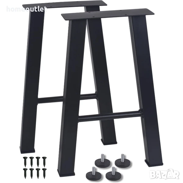 ПРОМОЦИЯ Крака за маса от студено валцована стомана в черно (к-кт от 2 бр.) JINHUI X001IXZ80D, снимка 1