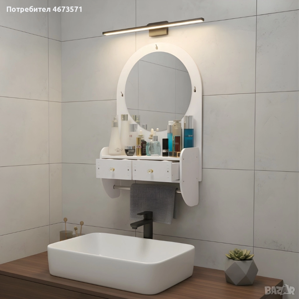 Огледало за грим с място за съхранение – елегантно и спестяващо място решение за баня и спалня, снимка 1