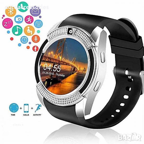 3000051149 Смарт часовник AMIO Smart watch V8 с bluetooth, камера и SIM карта, снимка 1