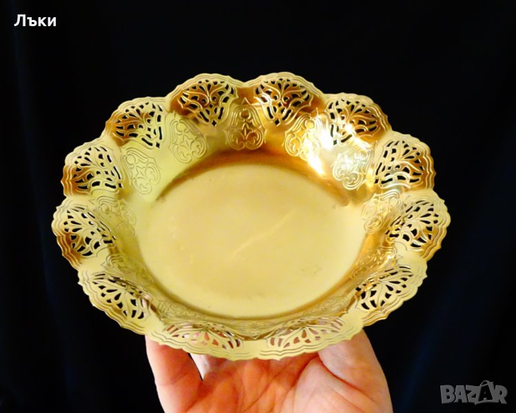 Старинна месингова фруктиера,маркирана. , снимка 1