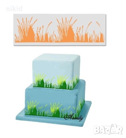 Класове трева шаблон стенсил въздушна четка боя украса торта декор и  scrapbooking , снимка 1