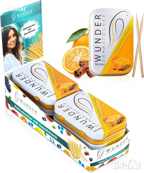 Клечки за зъби с различни плодови аромати веган без захар, 6 кутии х 100 бр., снимка 1