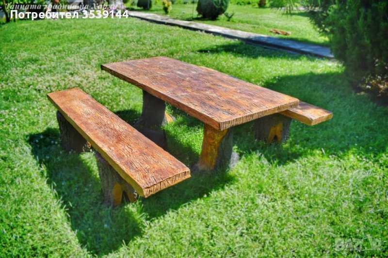 Градински маси от щампован бетон имитиращи дърво, снимка 1