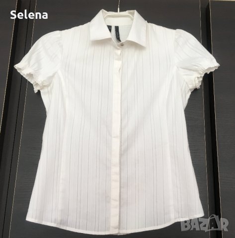 бяла риза MANGO с къс ръкав, снимка 1 - Ризи - 26553459