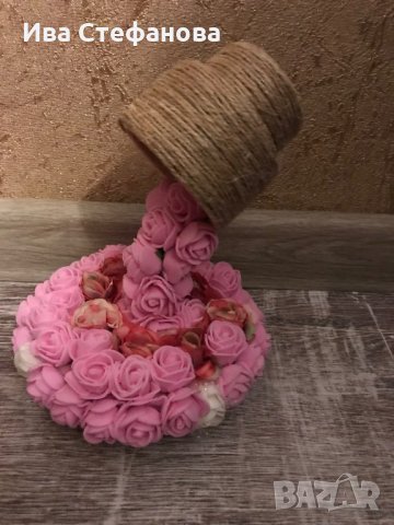 3D чаша от постояни рози подарък за влюбените Свети Валентин, снимка 1 - Декорация за дома - 27811616