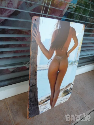 Метална табела еротика секси момиче на плажа готино дупе бански бикини , снимка 2 - Декорация за дома - 51152592