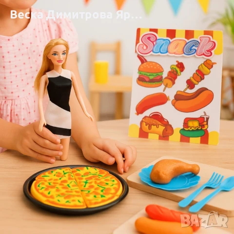 Детски комплект „Snack Time“ с кукла и играчки храна, снимка 2 - Други - 50860273