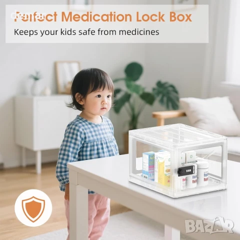 Пластмасова кутия за лекарства, храна и лични вещи Glosen с 3-цифрен код за заключване, снимка 3 - Други стоки за дома - 51234669