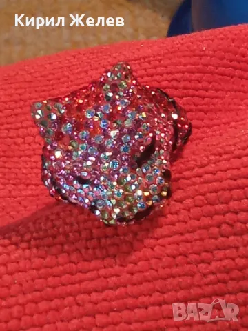 ФИГУРАЛЕН СКЪПОЦЕНЕН СРЕБЪРЕН ПРЪСТЕН РОДИРАНО СРЕБРО 925 СЛАДКА МУЦУНКА ЛЕОПАРД 33672, снимка 15 - Пръстени - 49427685