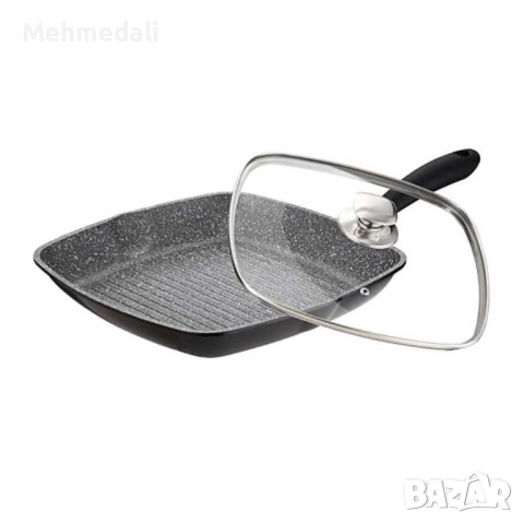 Грил тиган Cheffinger 28×28 см с капак – мраморно покритие, снимка 4 - Съдове за готвене - 53168640