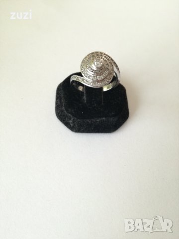 Сребърен пръстен с бели цирконий. Сребро проба 925., снимка 5 - Пръстени - 38994213