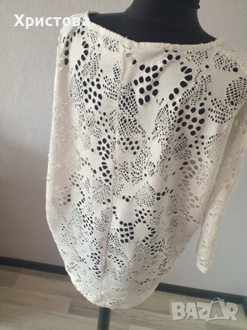 Дантелена бяла блуза/туника - 10,00лв, снимка 4 - Туники - 37760512