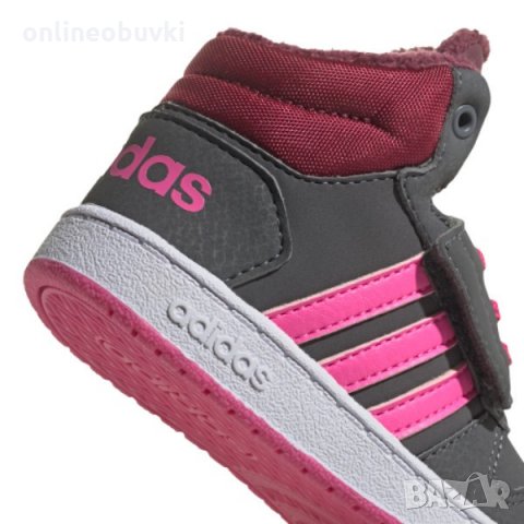 НАМАЛЕНИЕ!!!Бебешки спортни обувки ADIDAS Hoops Тъмно сиво с розови акценти, снимка 6 - Бебешки обувки - 34735401