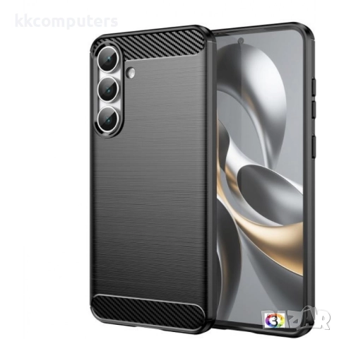 Samsung Galaxy S25 FE Удароустойчив Carbon Fiber Калъф и Протектор