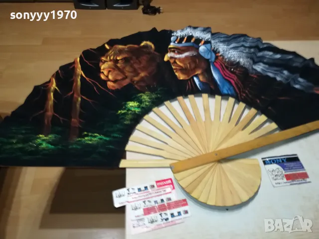 ГОЛЯМО ЧЕРНО ВЕТРИЛО 100Х60СМ ВЕЛУР ИНДИАНЕЦ+ЛЪВ 0511241733, снимка 13 - Антикварни и старинни предмети - 47853667