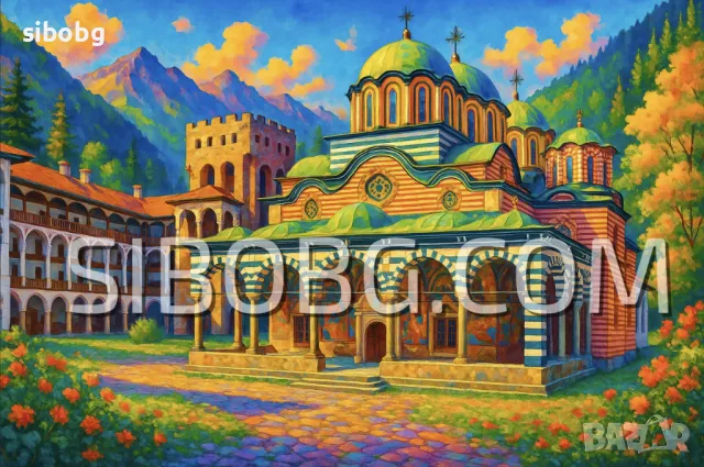 Диамантен гоблен „Тишина и молитва - Рилски манастир"