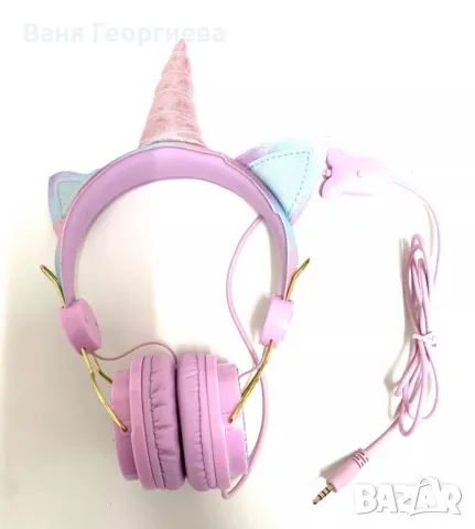 Детски Музикални Слушалки Дизайн с Камъчета и Еднорог , снимка 4 - Слушалки и портативни колонки - 49386718