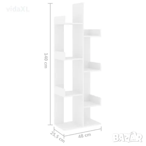 vidaXL Библиотека, бяла, 48x25,5x140 см, инженерно дърво (SKU:808909), снимка 4 - Етажерки - 49579162