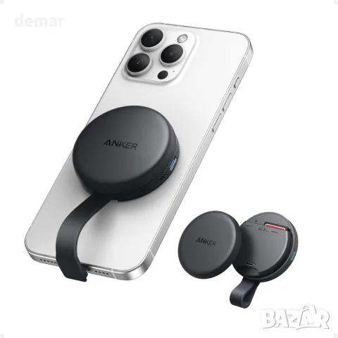 Anker MagGo USB-C адаптер, преносим магнитен четец на SD и TF карти с вграден кабел, черен