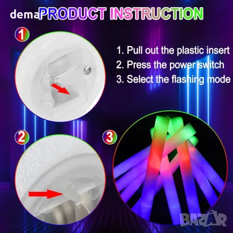 DkevEu 42 бр. Светещи пръчици от пяна в насипно състояние, дълготрайни мигащи, снимка 5 - Други стоки за дома - 48848942