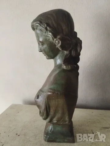 Стар бронзов бюст,авторски, снимка 4 - Други ценни предмети - 47588055